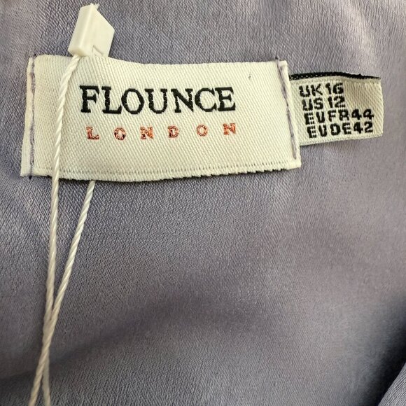 Flounce London Maternity Satin Puff Sleeve Wrap Maxi Dress Women's 12 Purple NWT - Picture 15 of 16